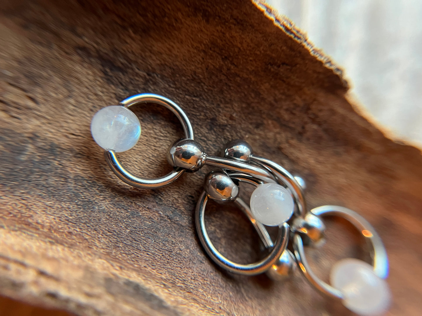 Moonstone Natural Stone Slave Knocker Barbell