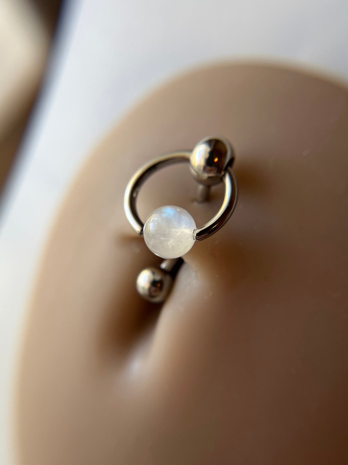 Moonstone Natural Stone Slave Knocker Barbell