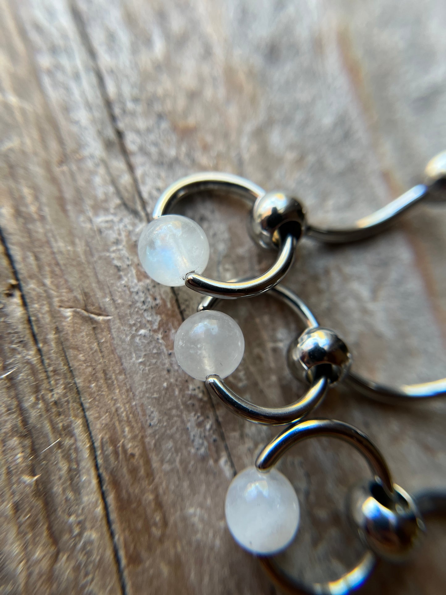 Moonstone Natural Stone Slave Knocker Barbell