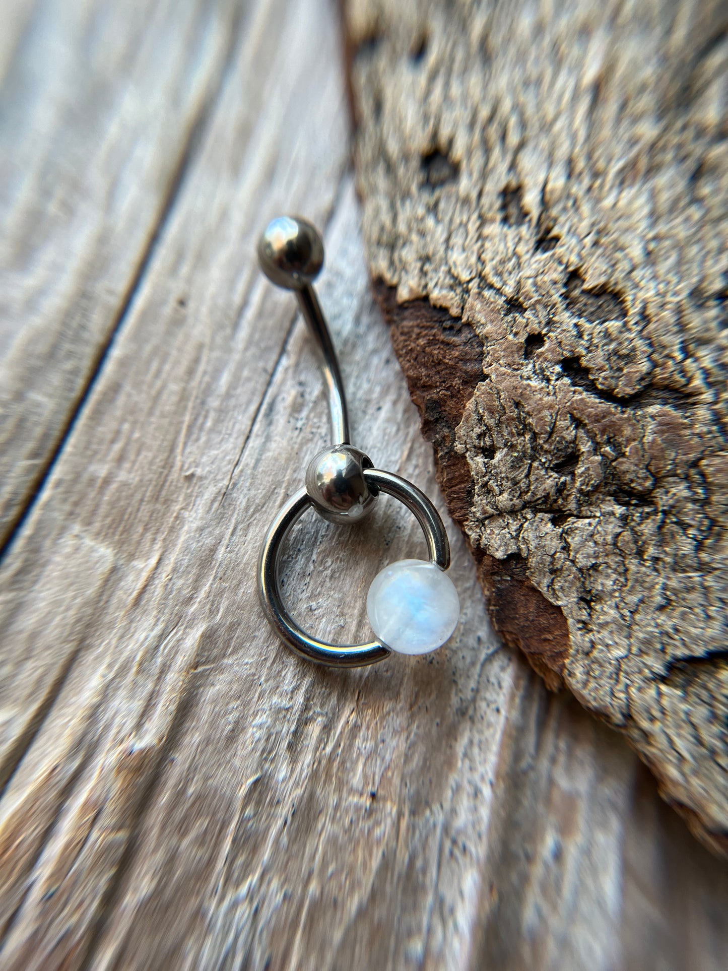 Moonstone Natural Stone Slave Knocker Barbell