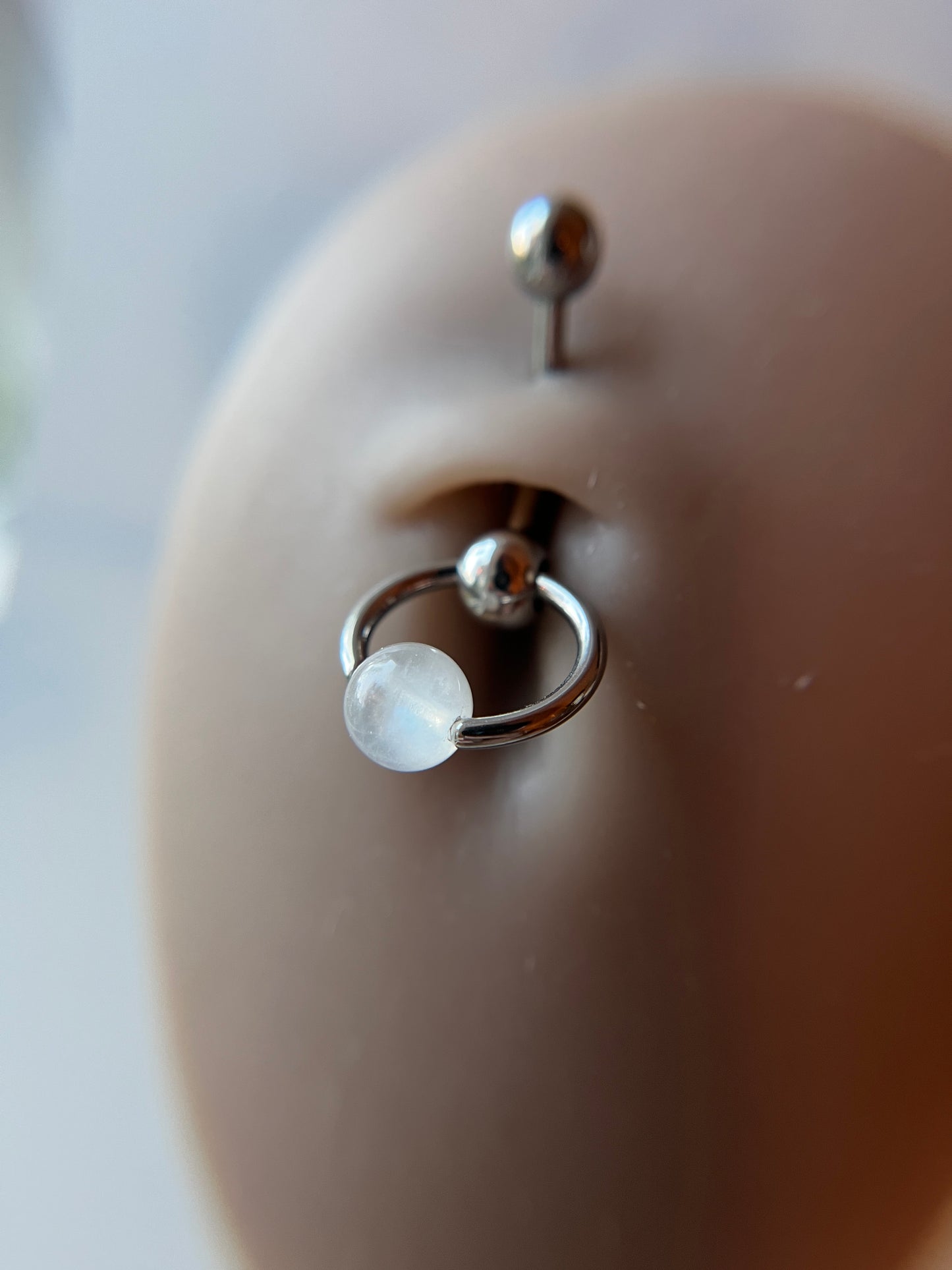 Moonstone Natural Stone Slave Knocker Barbell