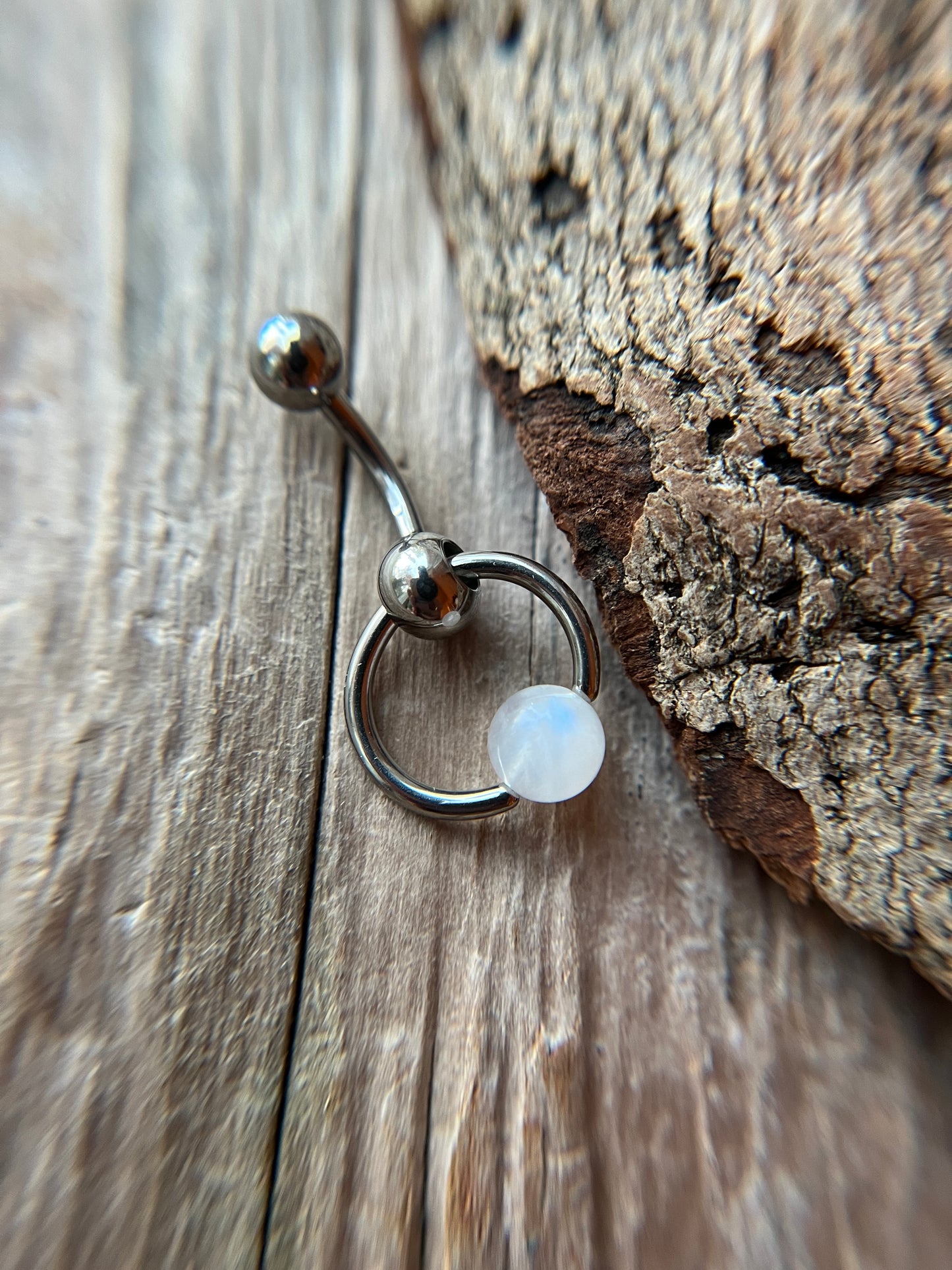 Moonstone Natural Stone Slave Knocker Barbell