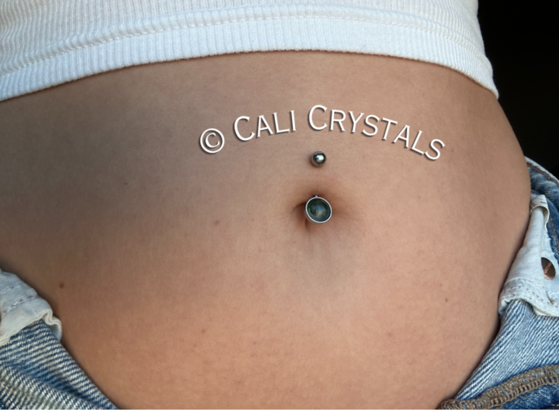 Moss Agate Natural Stone Belly Ring