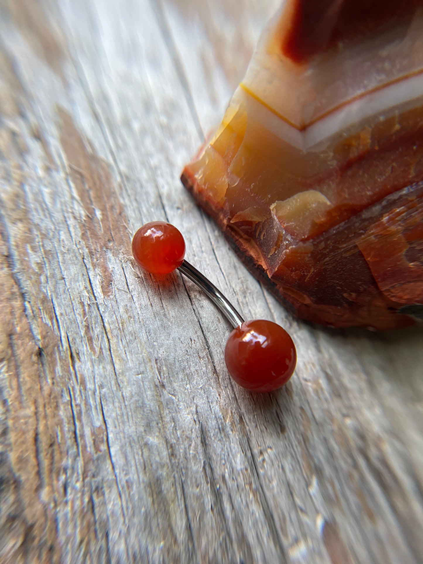 Carnelian Natural Stone Internally Threaded Belly or VCH Barbell