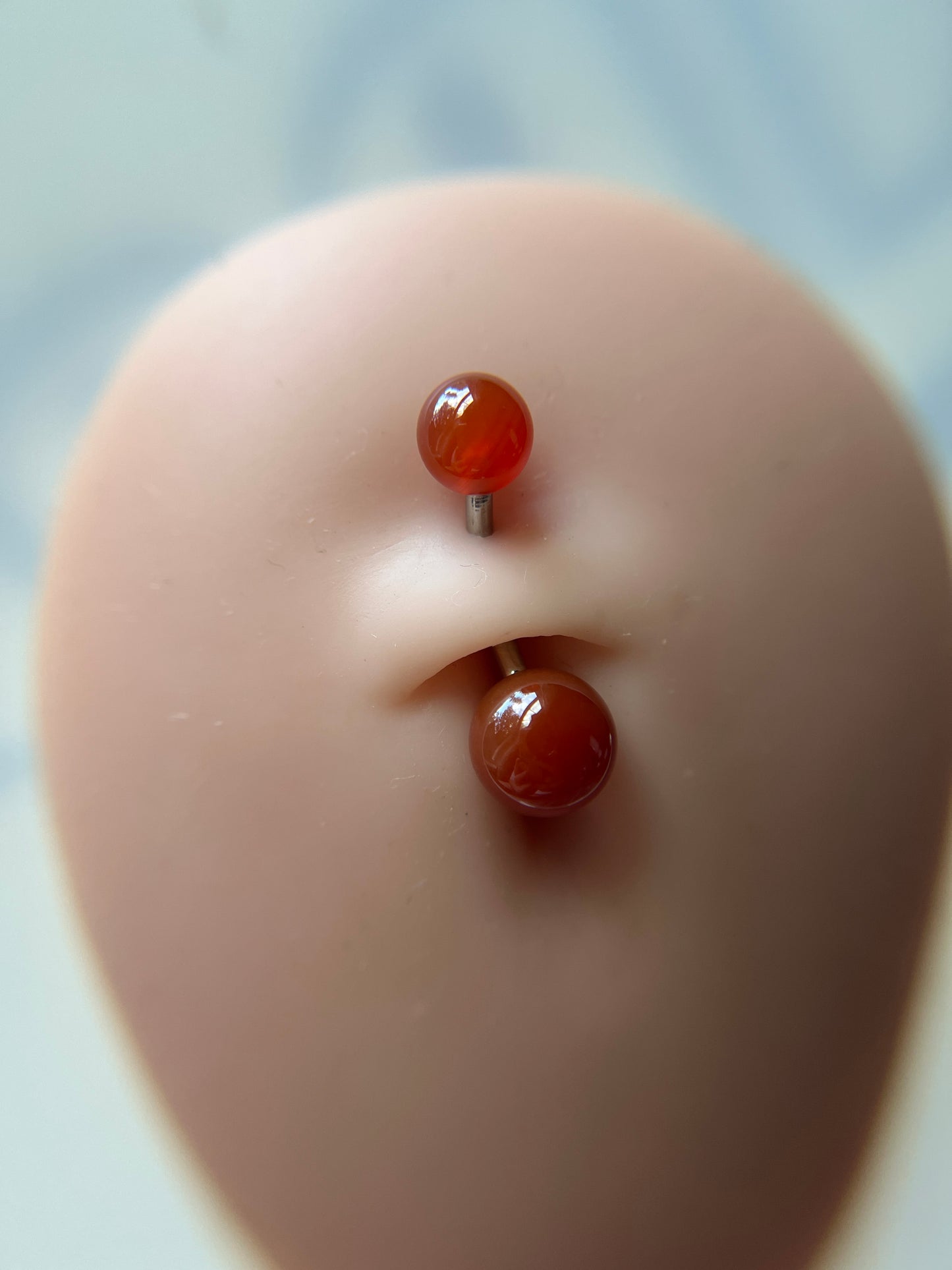 Carnelian Natural Stone Internally Threaded Belly or VCH Barbell