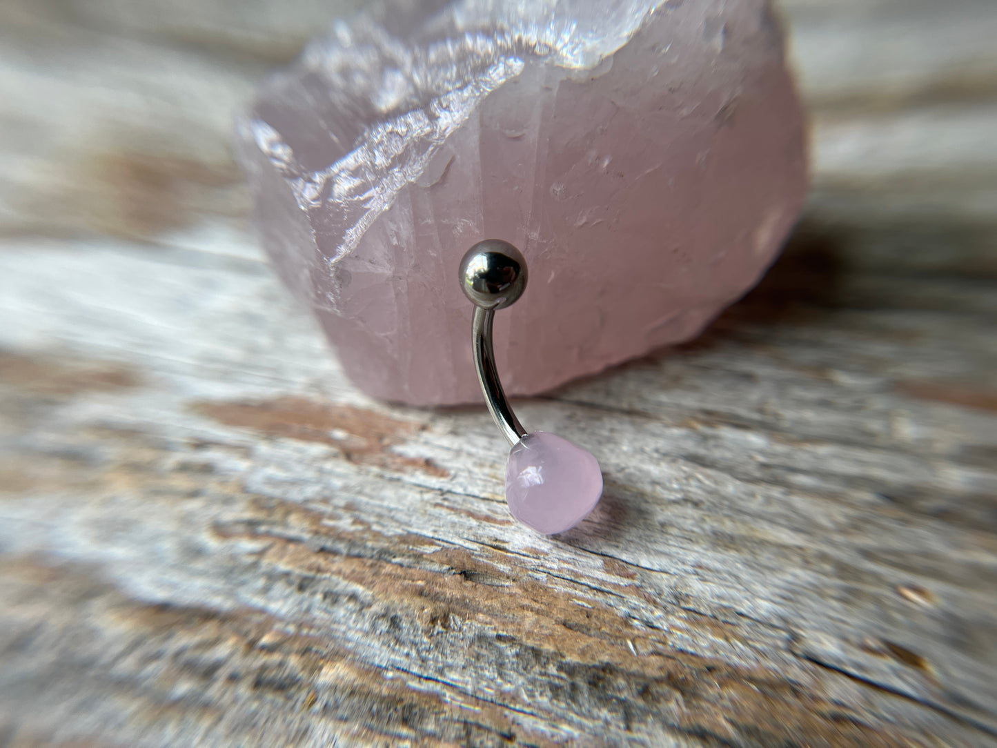 Onion Cut Hydro Quartz Rose Quartz Gold, Black or Steel Belly or VCH Barbell