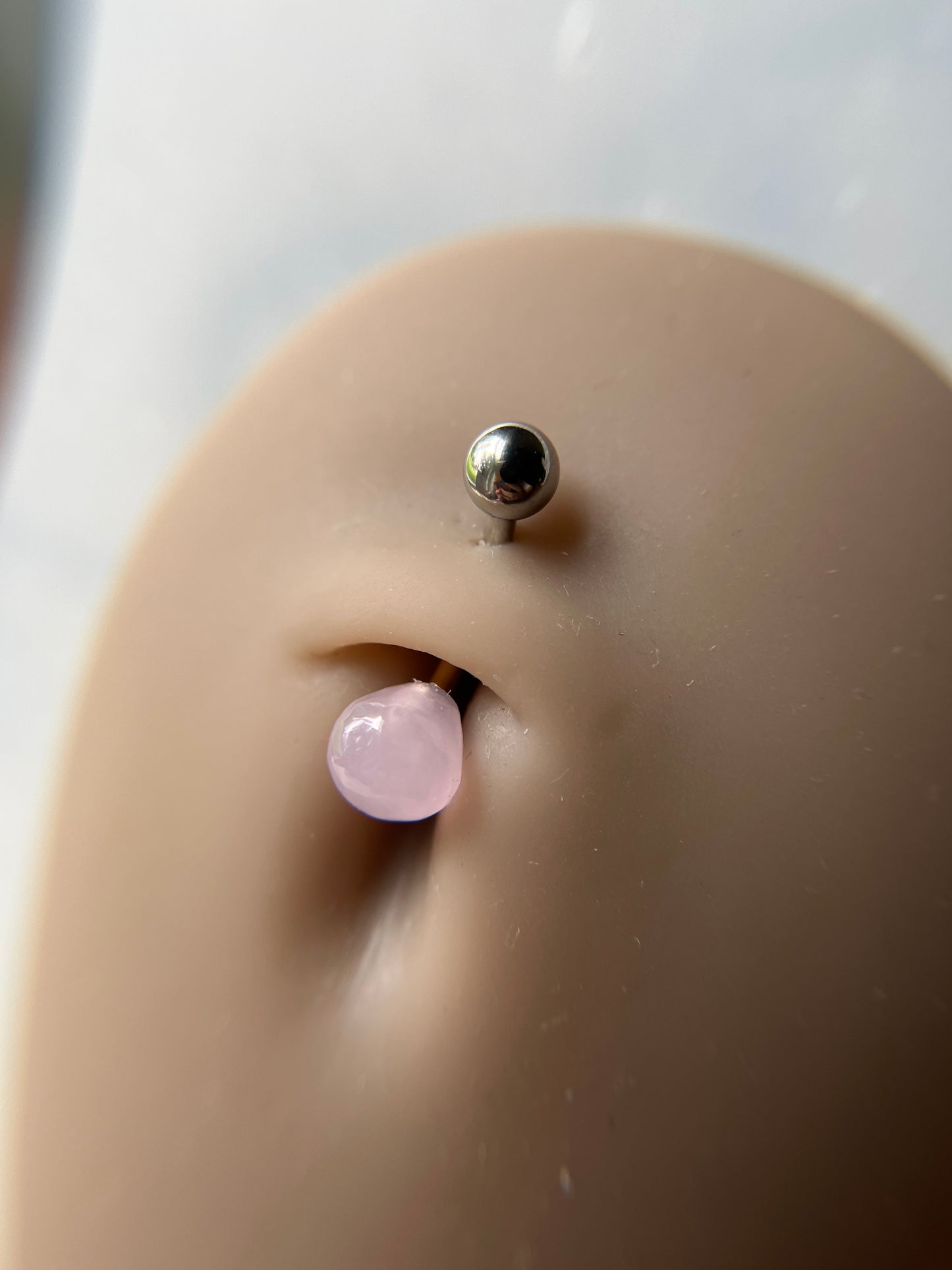 Onion Cut Hydro Quartz Rose Quartz Gold, Black or Steel Belly or VCH Barbell