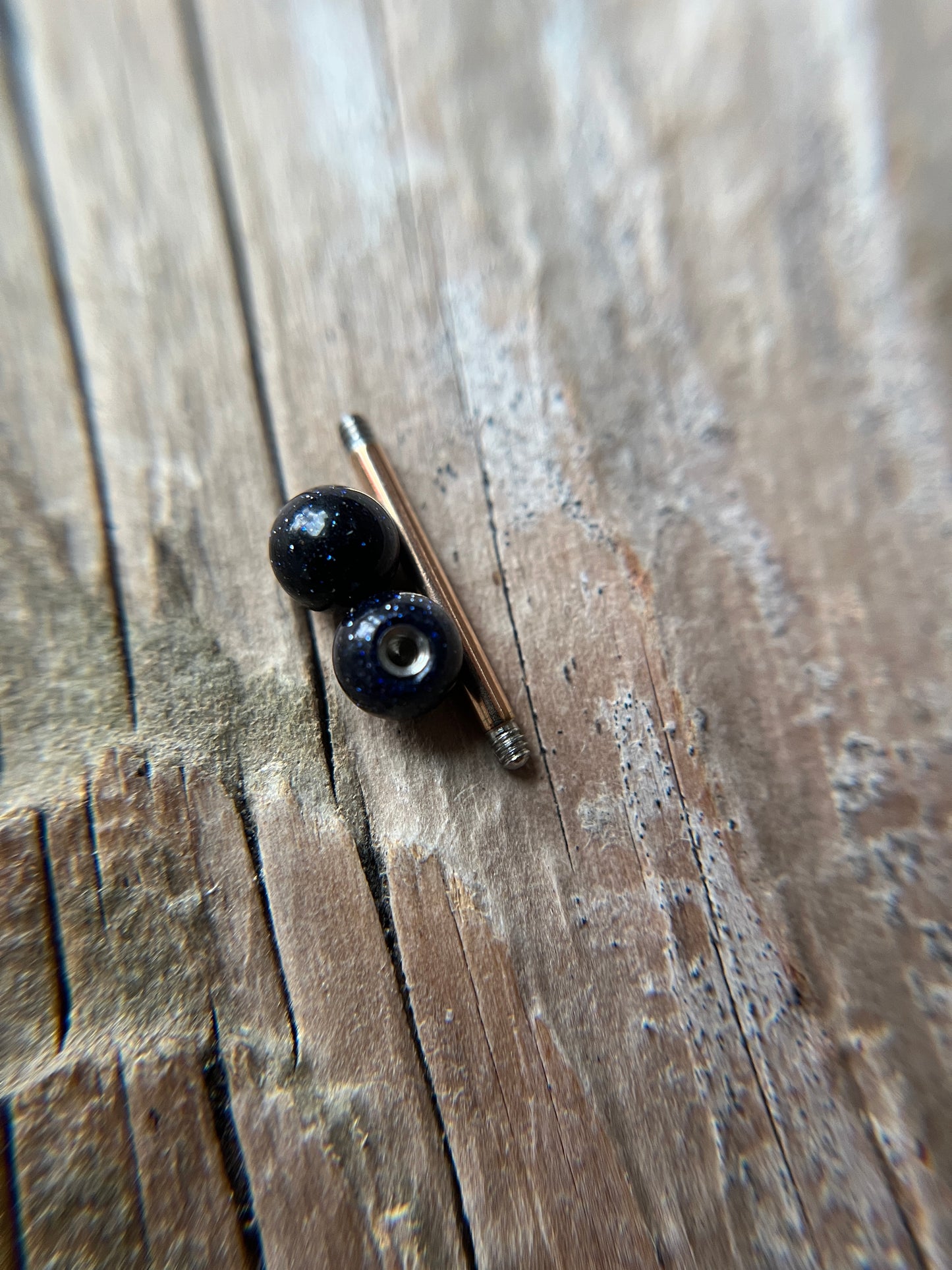 Galaxy Blue Goldstone Rose Gold Titanium Ion Plated Tongue Nipple Barbell