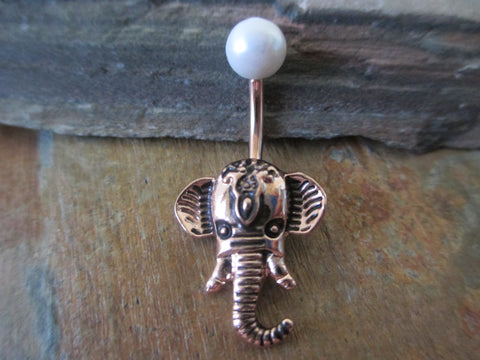 Faux Pearl Elephant Belly Ring