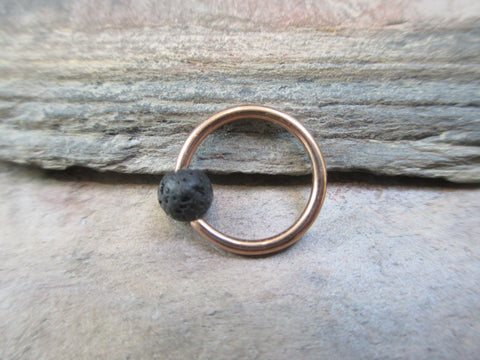 Rose Gold Hoop for Piercings (Lava Rock)