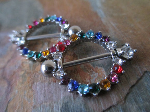 Pretty Crystal Gems Nipple Shield Set (Rainbow)
