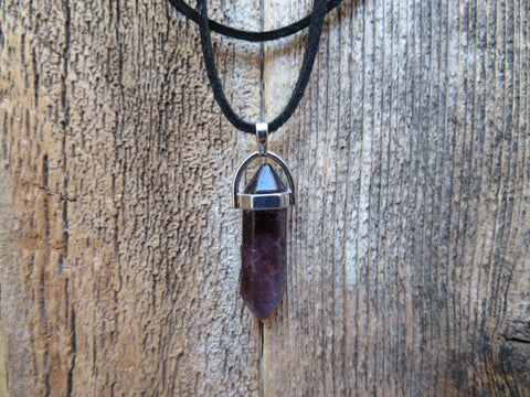 Double Suede Natural Stone Choker (Amethyst)