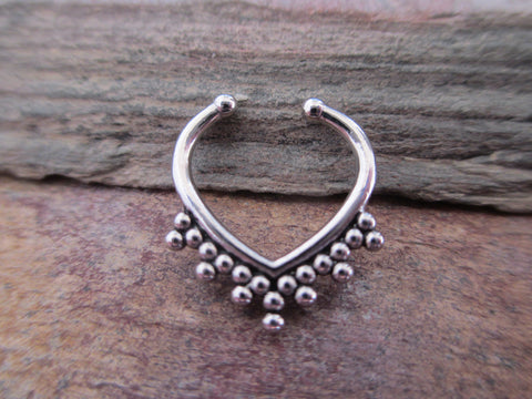 Ethnic Triangle Faux Septum Ring (Silver)