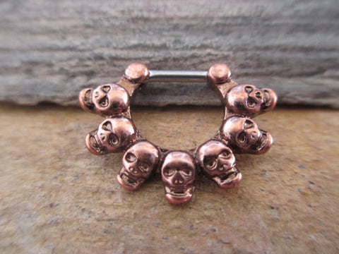 Skulls 16G Septum Ring (Copper)