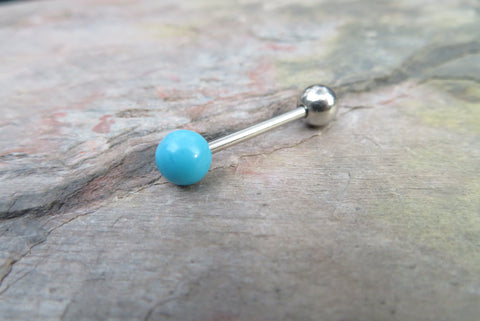 Natural Stone Tongue Ring (Turquoise Howite)