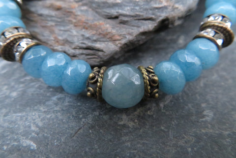 Handmade Aquamarine Stone Mala Bracelet
