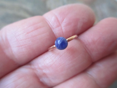 Rose Gold Hoop for Piercings (Lapis Lazuli)