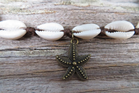 Starfish Cowrie Shell Bracelet (Bronze-Brown)