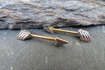 Two-Tone Set of Arrow Nipple Barbells (Gold & Silver)