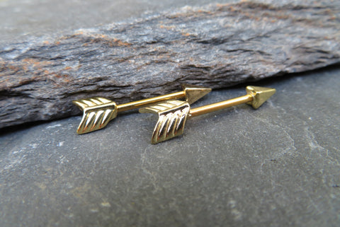 Set of Arrow Nipple Barbells (Gold)