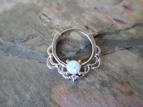 Opal Goddess 16G Septum Ring (White)