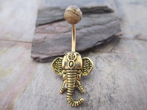Picture Jasper Elephant Belly Ring