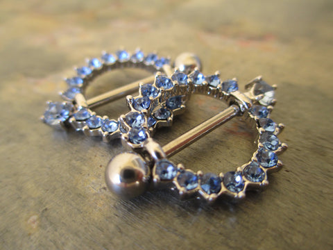 Pretty Crystal Gems Nipple Shield Set (Blue)