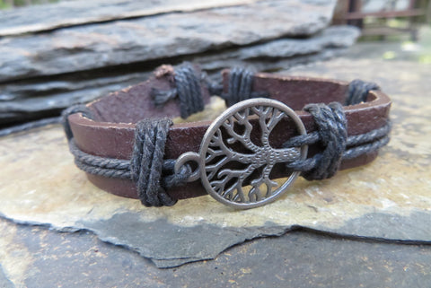 Tree of Life Leather Adjustable Bracelet