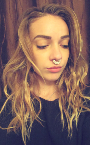 Bold Fan Crystals Faux Septum Ring (Gold)