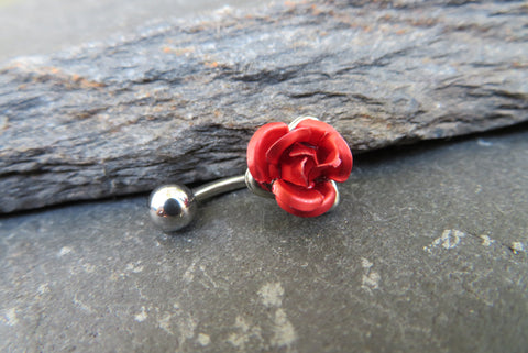 Red Rose Belly Ring