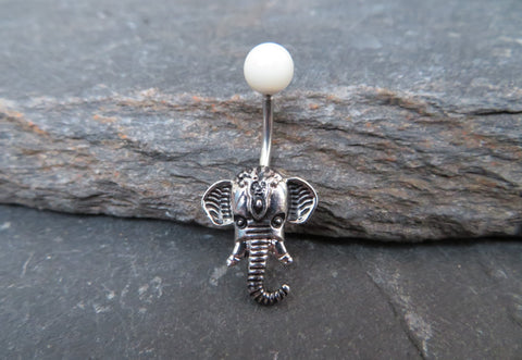 Mother of Pearl Elephant Belly Ring