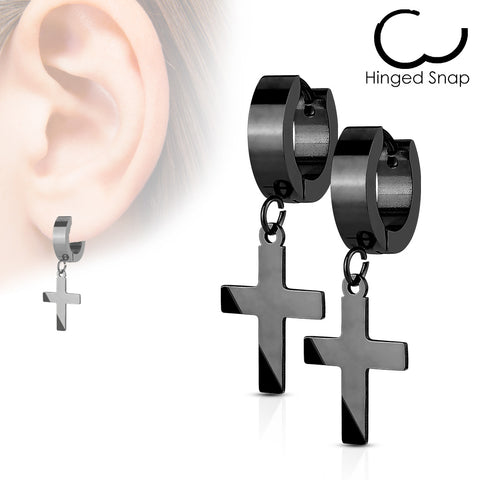 Black Cross Set Surgical Steel Earrings