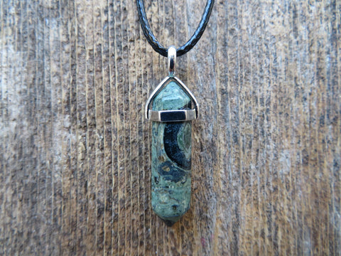 Crystal Point Natural Stone Necklace (Kambaba Jasper)