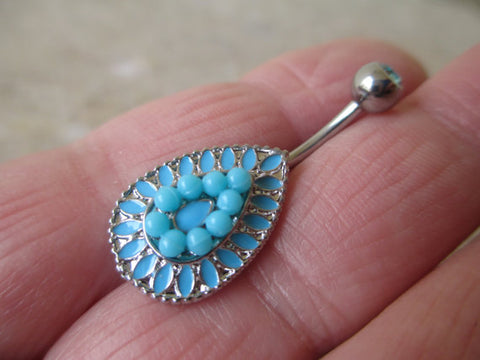 Faux Turquoise Belly Ring