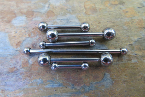 Single Steel Industrial Nipple Tongue Ring Barbell Barbells Bars 14G (1.6mm) Scaffold Piercings Piercing
