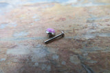 Pink Fire Opal 18G (1.0mm) 16G (1.2mm) Cartilage Tragus Lip Labret Monroe Piercing Silver