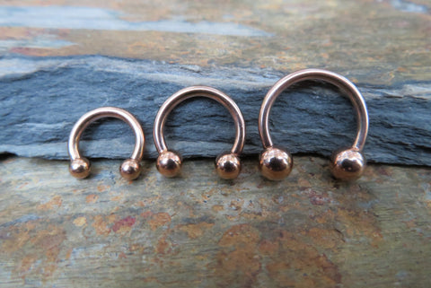 Thick Rose Gold Titanium Ion Plated 14G (1.6mm) Horseshoe Ring Septum Nipple Piercing Barbell 316L Surgical Steel