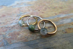 Natural Moss Agate Stone Bead Gold Titanium Plated CBR Ring Hoop 16G (1.2mm) 14G (1.6mm) Nose Cartilage Septum Piercing 316L Steel