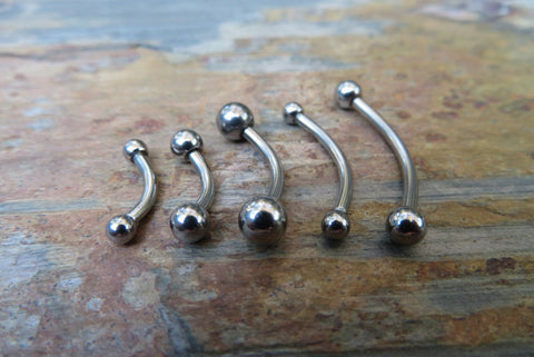 Hypoallergenic Steel 14G (1.6mm) Barbell Curve Belly Nipple Tongue Piercing 100% Surgical Steel