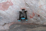 Black Titanium IP Light Baby Blue Fire Opal 16G Cartilage Medusa Lip Labret Monroe Piercing Silver