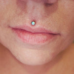 White Fire Opal 18G (1.0mm) 16G (1.2mm) Cartilage Tragus Lip Labret Monroe Piercing Silver Steel