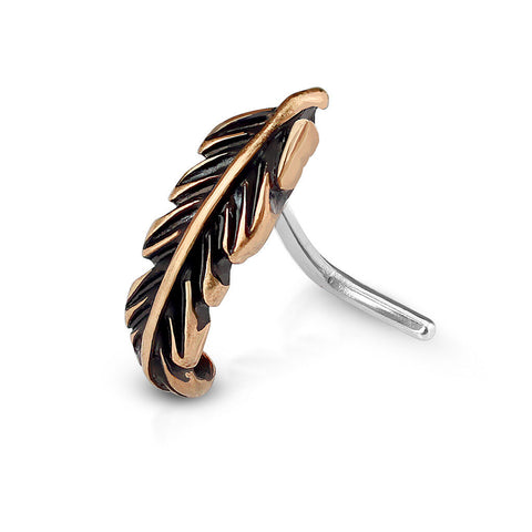 Feather Huggie Nose Piercing (Rose Gold)
