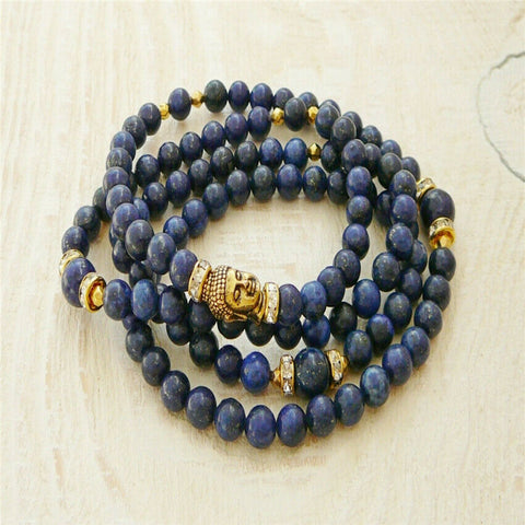 Lapis Lazuli Buddha108 Beads Meditation Mala Bracelet