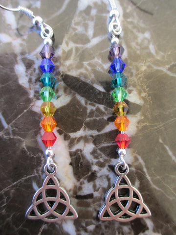 Triquetra Crystal Earrings (Silver)