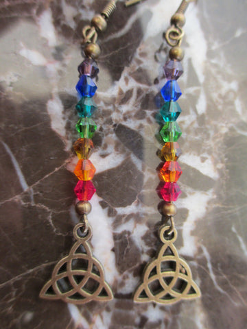 Triquetra Crystal Earrings (Bronze)