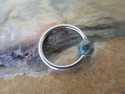 Steel Hoop for Piercings (Turquoise Jasper)