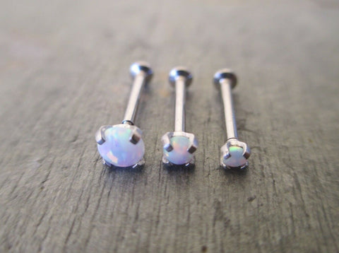White Pronged Opal Piercing 18G or 16G