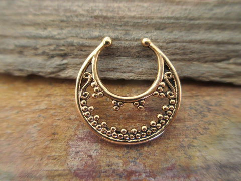 Crescent Faux Septum Ring (Gold)