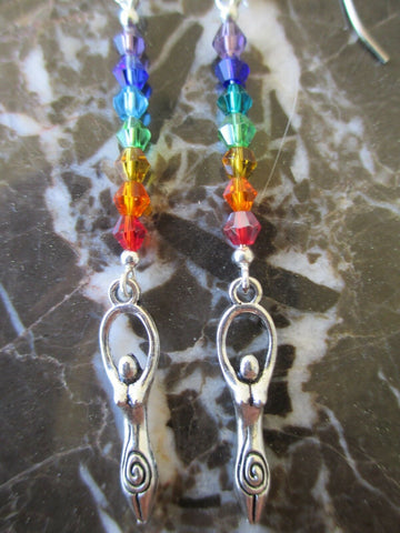 Silver Goddess Crystal Earrings