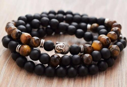 Tiger Eye Buddha 108 Beads Meditation Mala Bracelet
